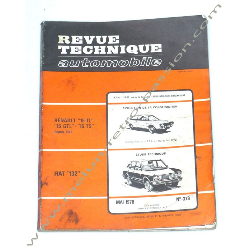 REVUE TECHNIQUE AUTOMOBILE FIAT 132 - RENAULT 15