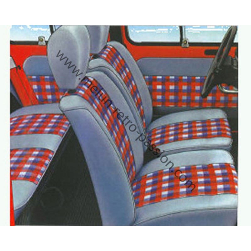 FUNDAS DE ASIENTO SCOTTISH AZUL Y ROJO RENAULT R4 EL JUEGO COMPLETO