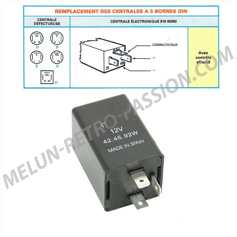 CENTRALE CLIGNOTANTE 12 V ADAPTABLE RENAULT PEUGEOT