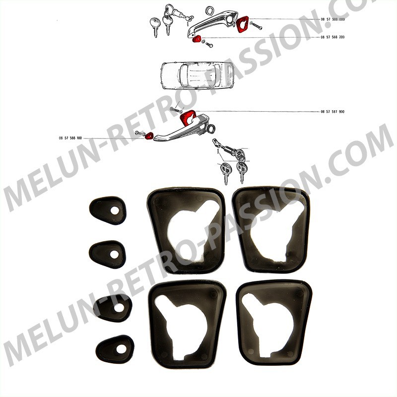 GASKET UNDER DOOR HANDLES RENAULT R8 and R10