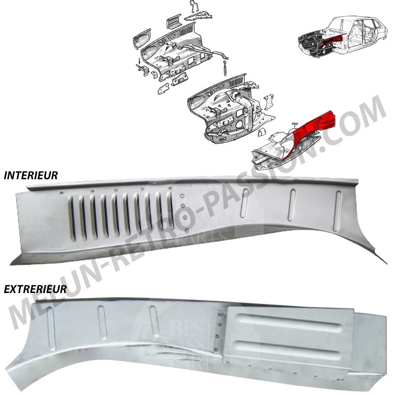 FIXATION D'AILE AVANT GAUCHE AVEC AERATIONS POUR RENAULT R16