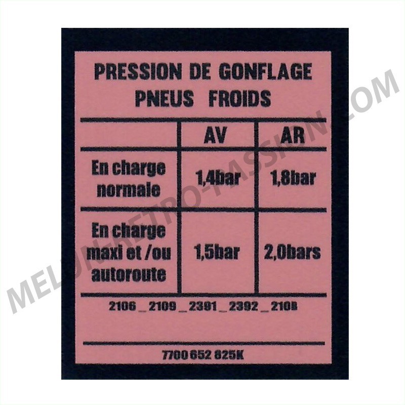 AUTOCOLLANT PRESSION GONFLAGE RENAULT R4-F4 - Rose contour Noir