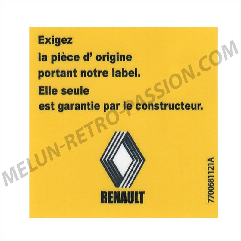 AUTOCOLLANT RENAULT "Exija la pieza original".