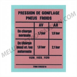 STICKER PRESSURE GONFLAGE RENAULT R4 - Pink around Blue