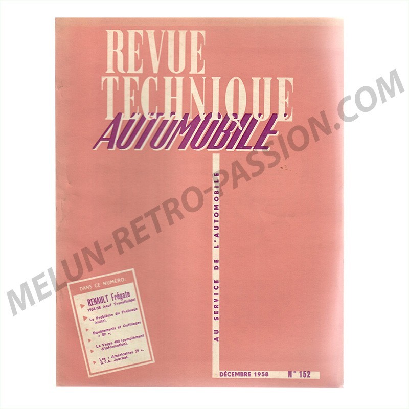 REVUE TECHNIQUE AUTOMOBILE RENAULT Frégate 1956/58 (sauf Transfluide)