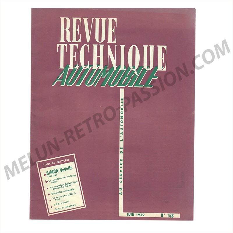 REVUE TECHNIQUE AUTOMOBILE SIMCA VEDETTE 1958-1959