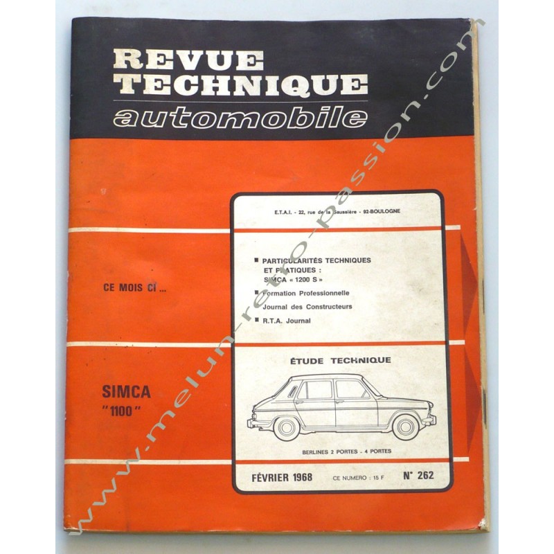 REVUE TECHNIQUE AUTOMOBILE SIMCA 1100