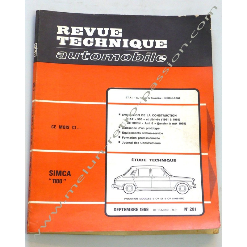 REVUE TECHNIQUE AUTOMOBILE SIMCA 1100 - CITROEN AMI - FIAT 500