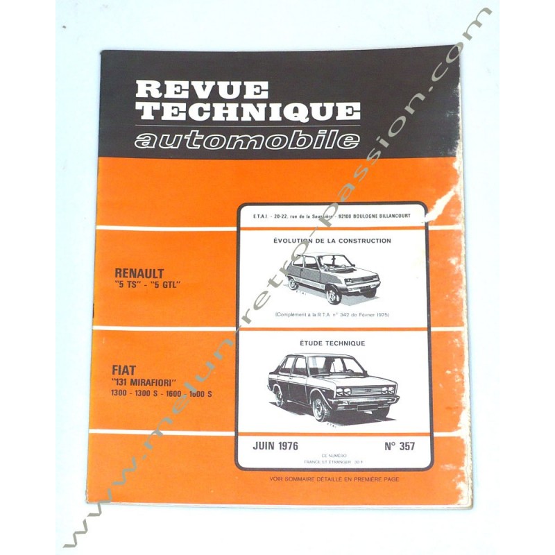 REVUE TECHNIQUE AUTOMOBILE FIAT 131 - RENAULT 5