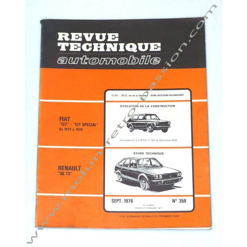 REVUE TECHNIQUE AUTOMOBILE RENAULT 30 - FIAT 127