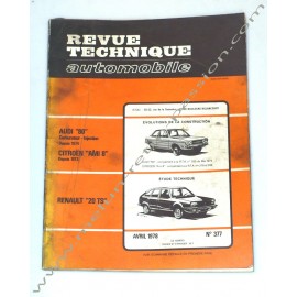 REVUE TECHNIQUE AUTOMOBILE RENAULT 20 - AUDI 80 - CITROEN AMI 8