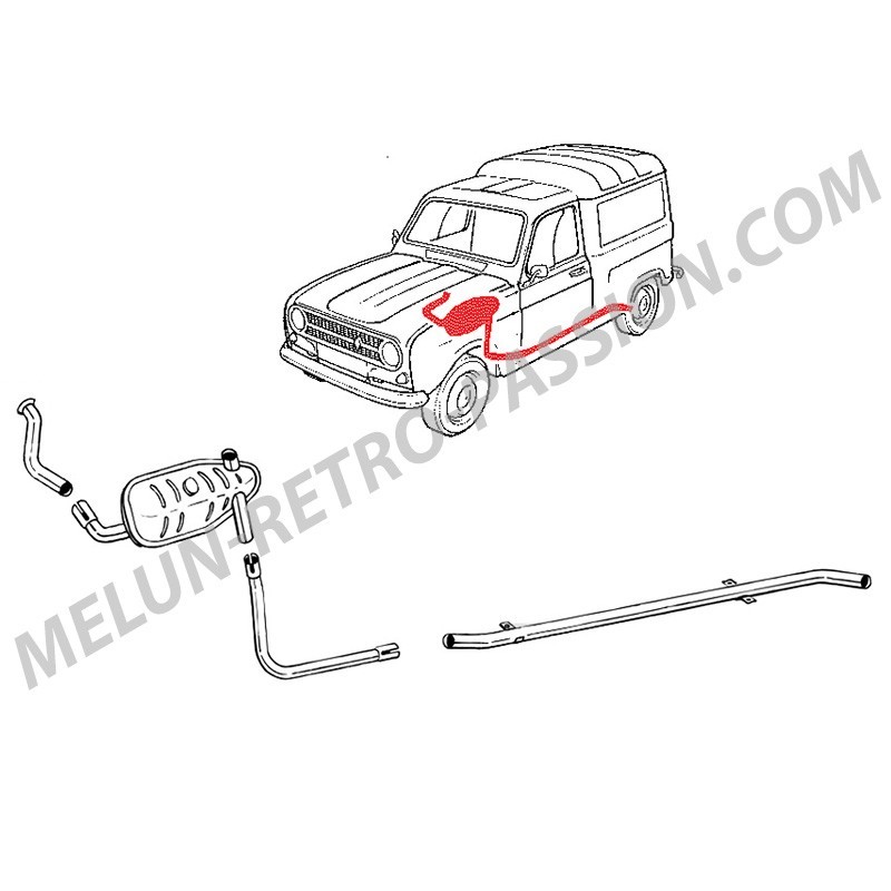 LIGNE D'ECHAPPEMENT RENAULT R4-F4 1108cm3 (1965-08/83)