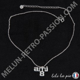 Collier Citroën AMI 8, Lettrage AMI 8, Chaine Argent