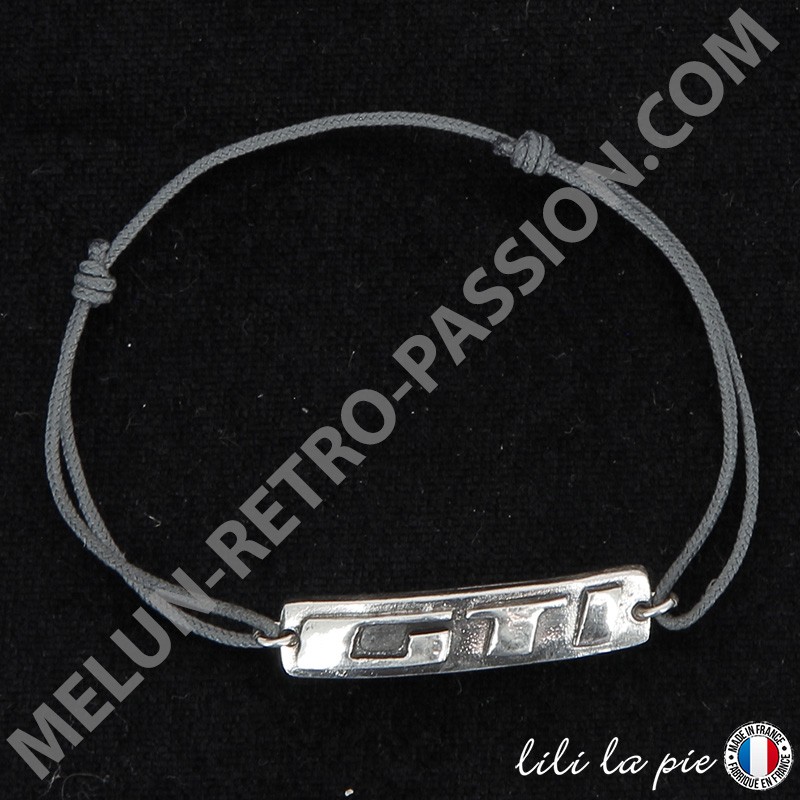 Bracelet Peugeot GTI, Lettrage GTI - Cordelette Noir