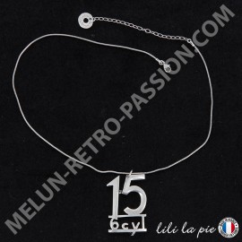 Necklace Citroën Traction, Lettrage 15-6 Cyl - Cordelette Argent