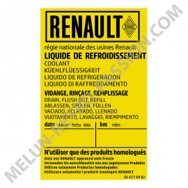 AUTOCOLLANT RENAULT Liquide de refroidissement