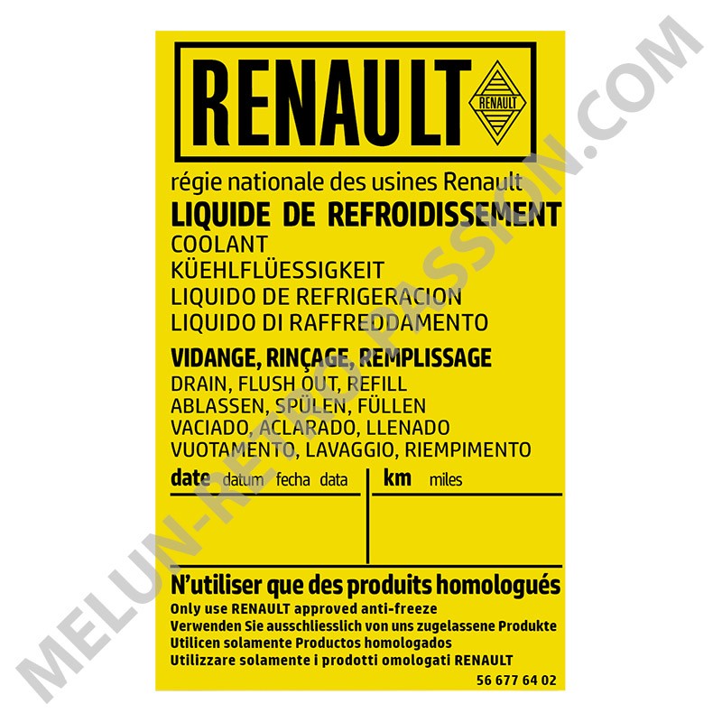 AUTOCOLLANT ELF BOUCHON REMPLISSAGE D'HUILE RENAULT