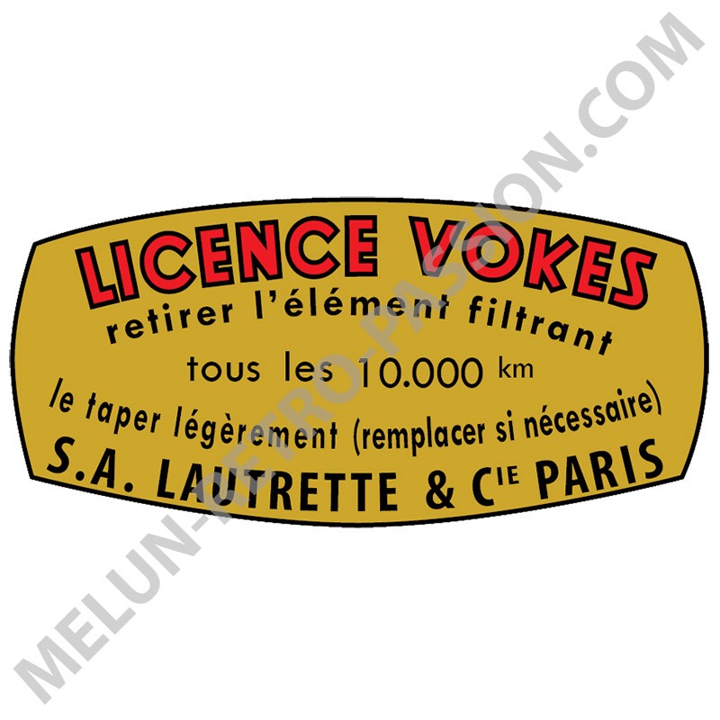 AUTOCOLLANT LICENCE VOKES Filtre à air LAUTRETTE ET Cie