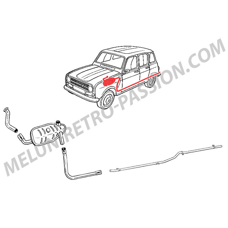 LIGNE D'ECHAPPEMENT RENAULT R4 TL, GTL 1108cm3 (1977-09/79)