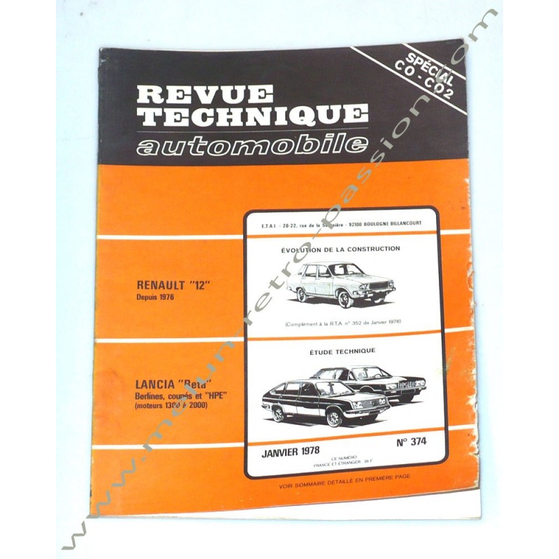 REVUE TECHNIQUE AUTOMOBILE LANCIA BETA - RENAULT 12