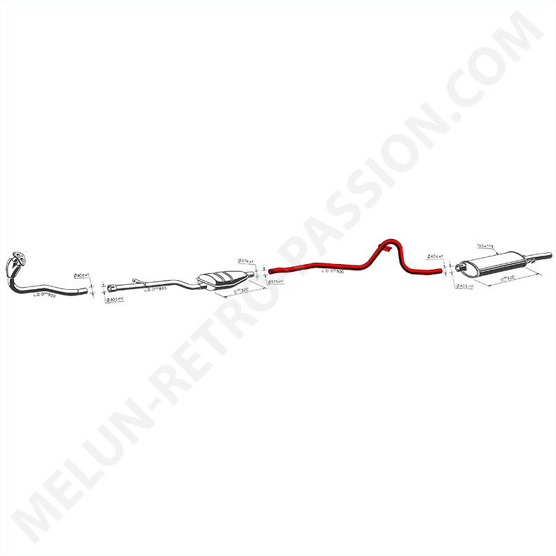 INTERMEDIATE EXHAUST TUBE RENAULT R12. 1108049467, 7700557060, 7700565829