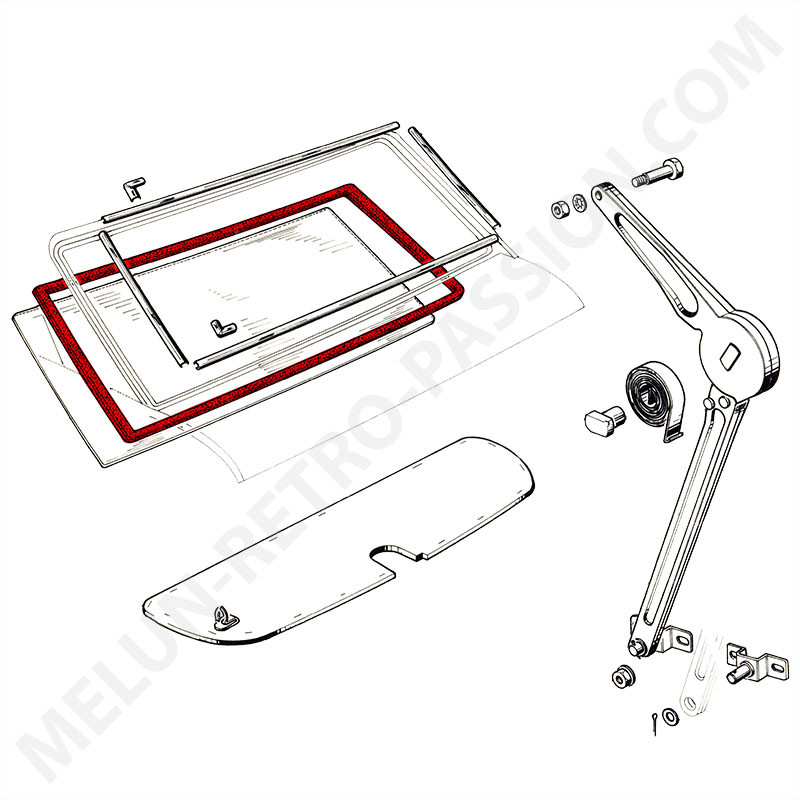 JOINT LUNETTE ARRIERE PEUGEOT 204 et 304 Coupés. 8745.14