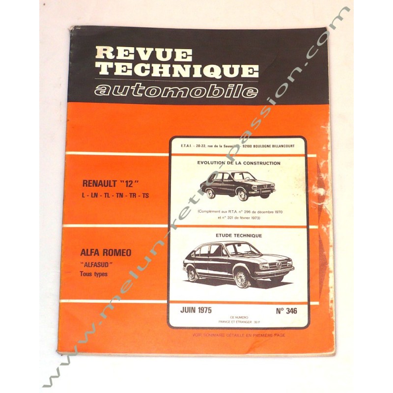 REVUE TECHNIQUE AUTOMOBILE ALFASUD - RENAULT 12