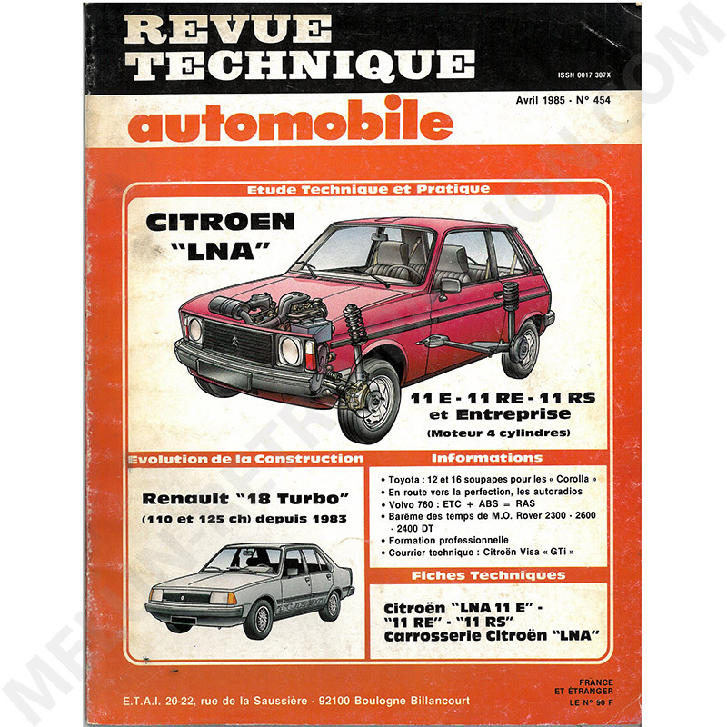 REVUE TECHNIQUE AUTOMOBILE CITROEN LNA 11E 11RE 11RS ET ENTREPRISE