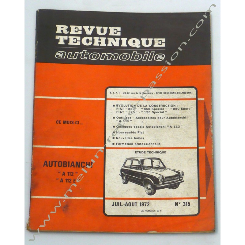 REVUE TECHNIQUE AUTOMOBILE AUTOBIANCHI - FIAT