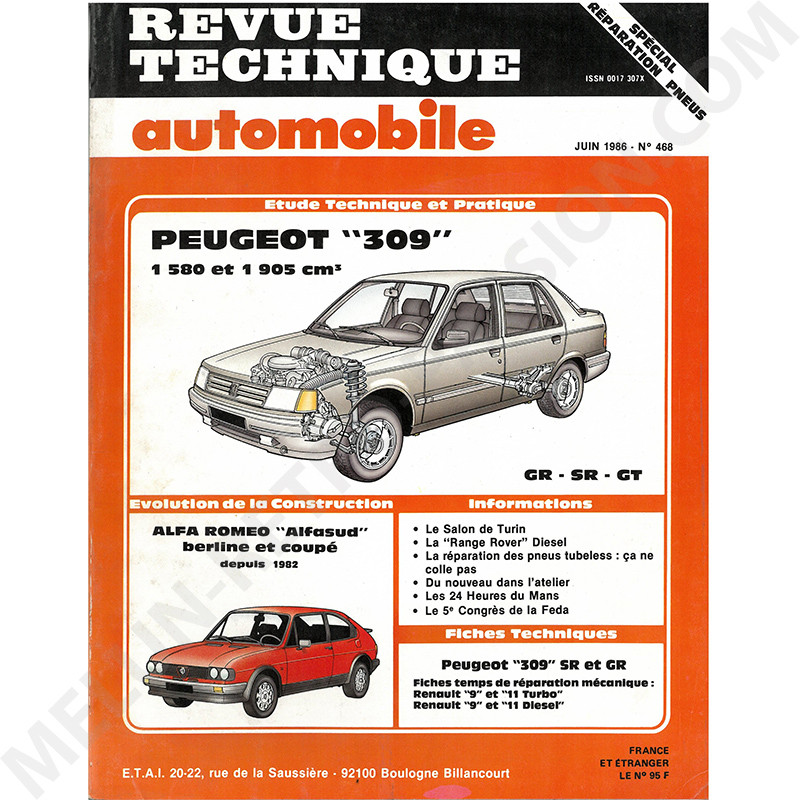 REVUE TECHNIQUE AUTOMOBILE ETUDE PEUGEOT 309