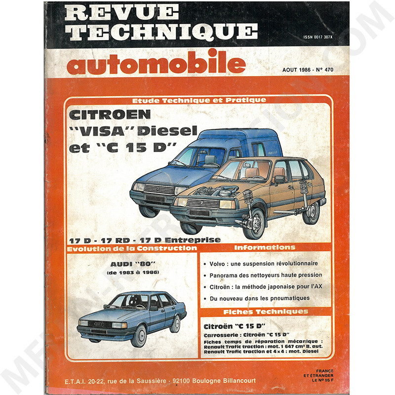 REVUE TECHNIQUE AUTOMOBILE ETUDE CITROEN VISA ET C15 DIESEL