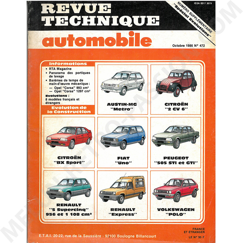 REVUE TECHNIQUE AUTOMOBILE SPECIAL EVOLUTION 8 MODELES