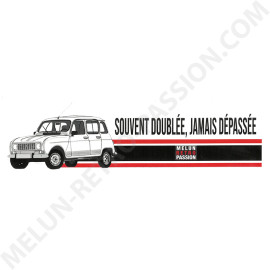 AUTOCOLLANT RENAULT R4 BANDEAU "SOUVENT DOUBLES,..."