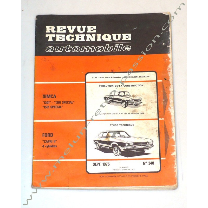 REVUE TECHNIQUE AUTOMOBILE FORD CAPRI II - SIMCA 1301/1501