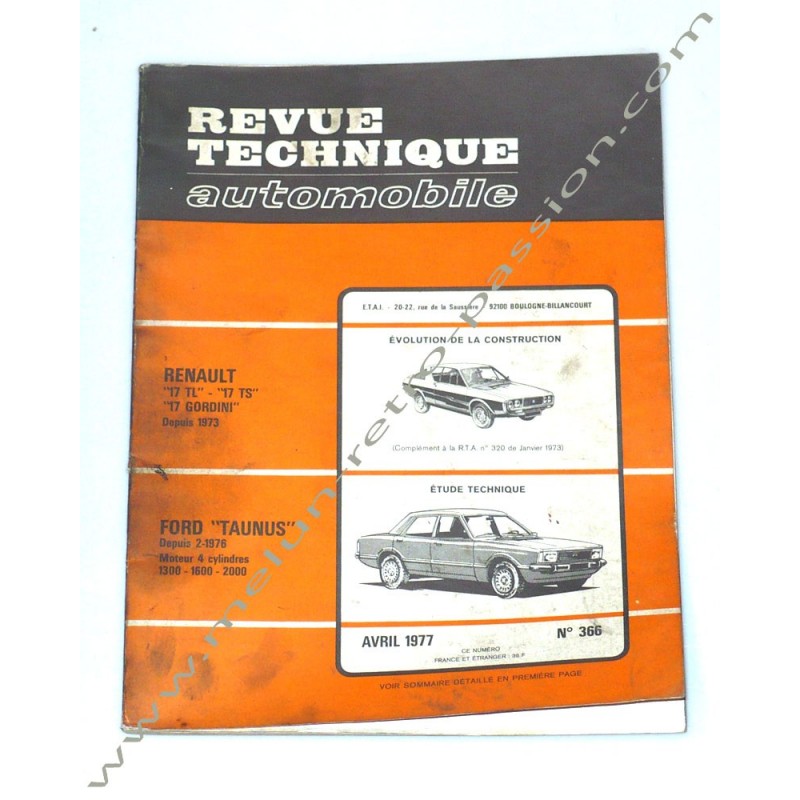 REVUE TECHNIQUE AUTOMOBILE FORD TAUNUS - RENAULT 17