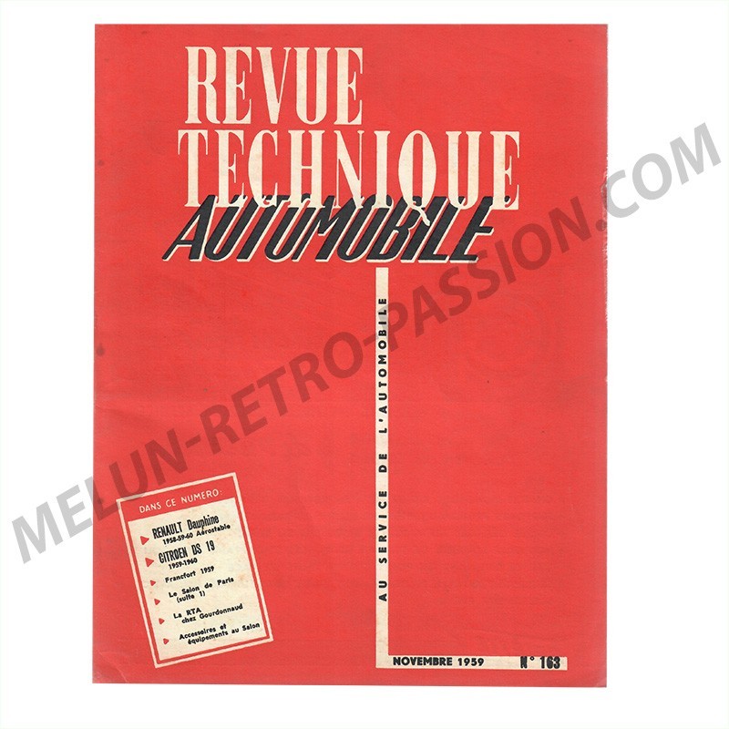 REVUE TECHNIQUE AUTOMOBILE RENAULT DAUPHINE 58-60 ET CITROEN DS 19 59