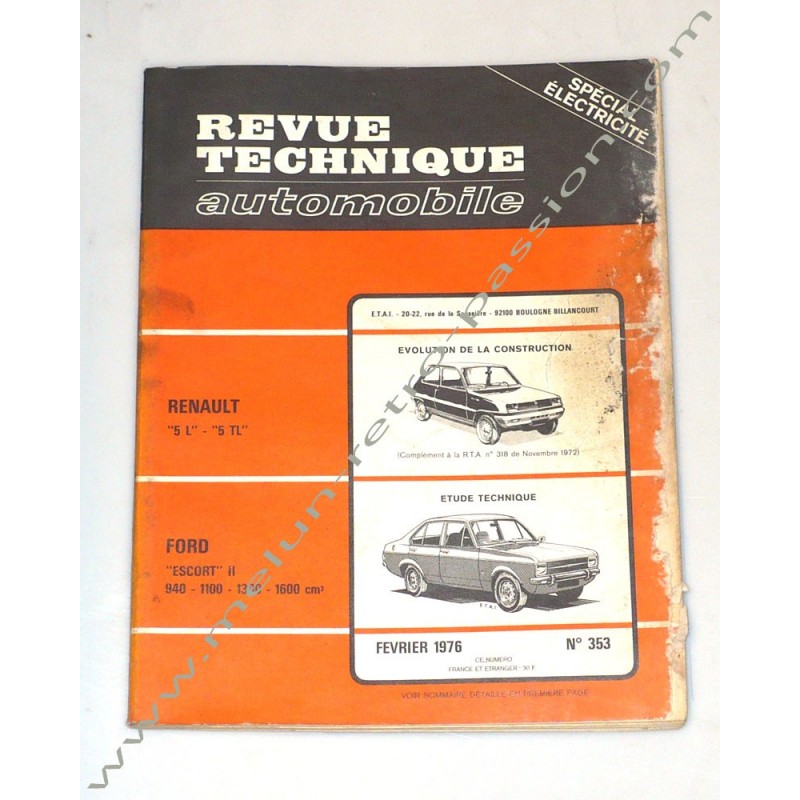 REVUE TECHNIQUE AUTOMOBILE FORD ESCORT II - RENAULT 5
